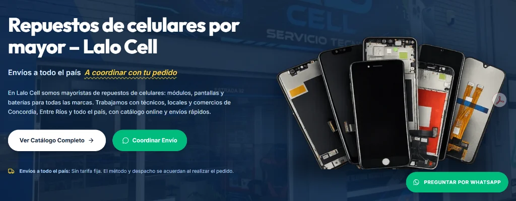 Captura del sitio web de Lalo Cell